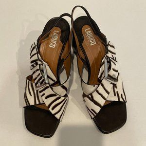 Labucq Chan Zebra Haircalf Heel Sandal